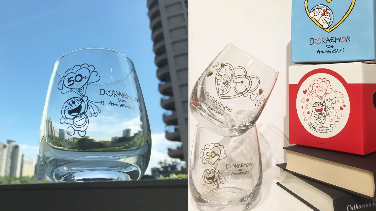哆啦粉必收！小七獨賣「哆啦A夢」50週年愛心玻璃杯、餐具組，9/22限定開搶