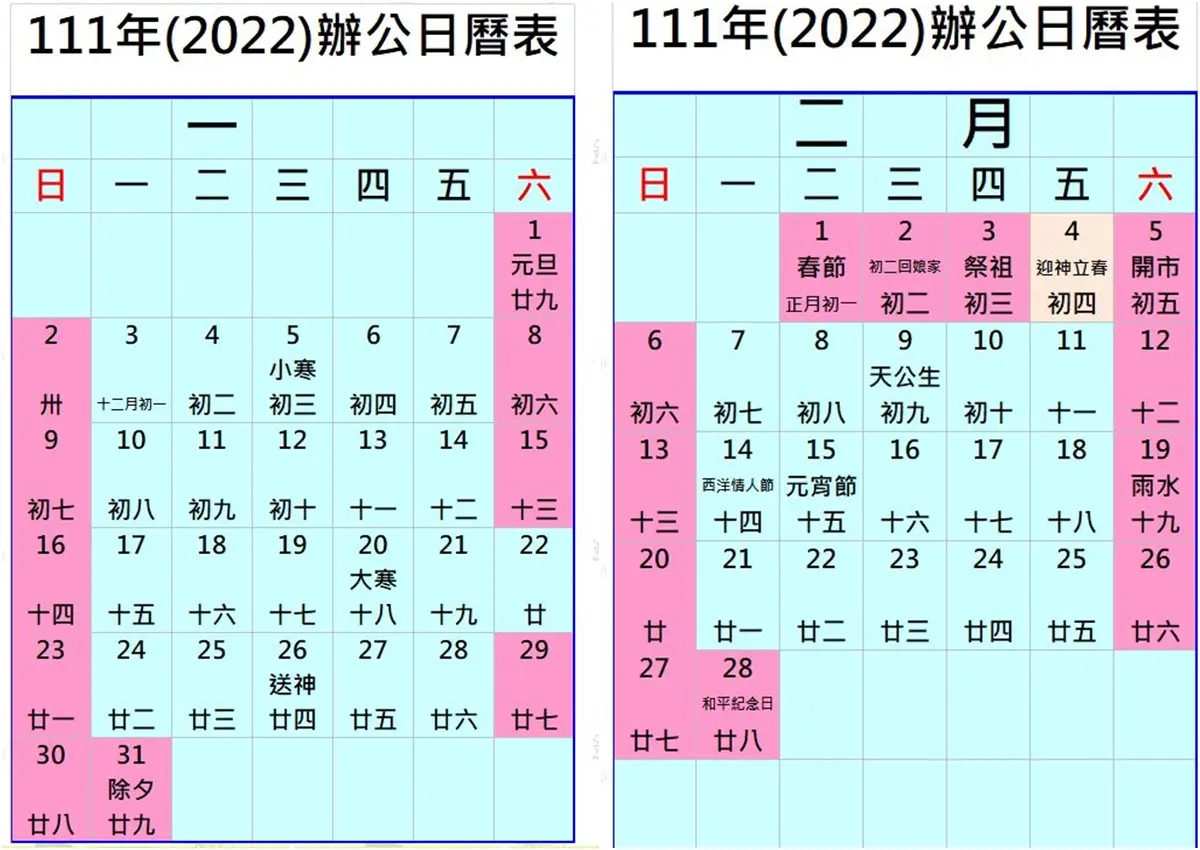 7天春節連假結束不傷心！網友翻2022年行事曆，明年直接爽放9天