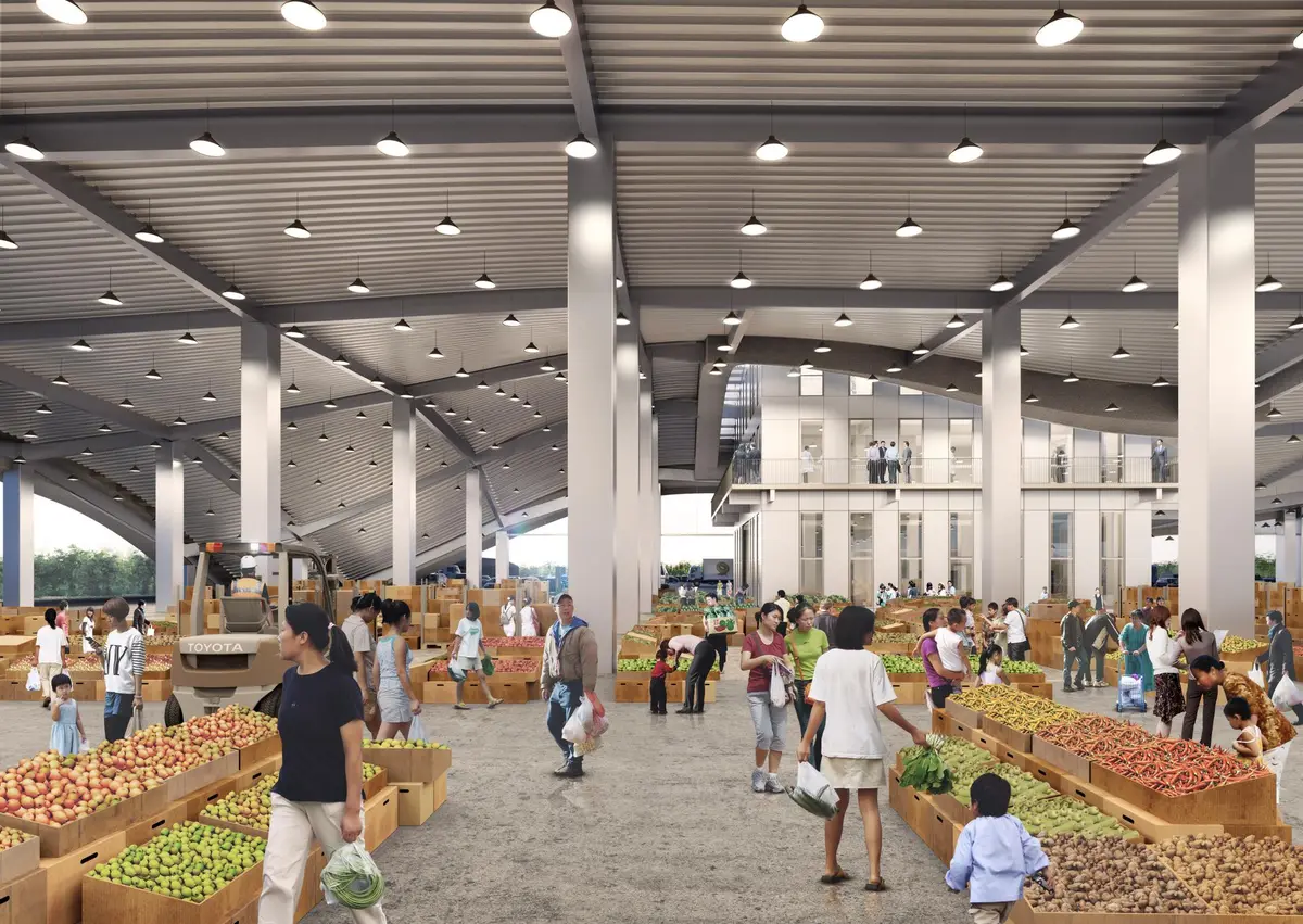 全台首間「梯田式菜市場」！台南「新化果菜市場」9月開，波浪式屋頂種菜、遛小孩