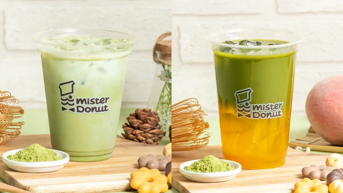 爆濃「抹茶波堤」太欠吃！Mister Donut x 辻利茶舗抹茶季登場，抹茶歐蕾、蜜桃飲沁涼爽口