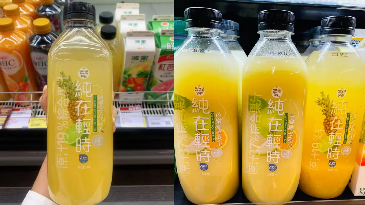 全聯「純在果汁」新上架！全新「芭樂柳橙綠茶、鳳梨檸檬綠茶」原汁＋果粒太欠喝