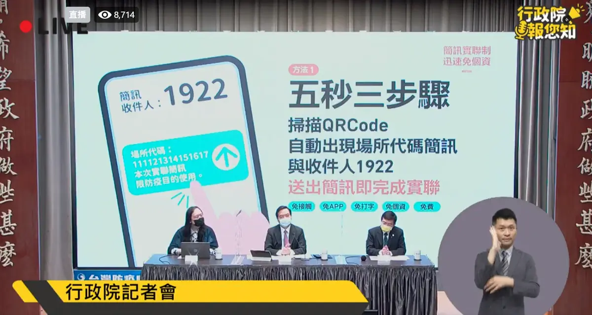 唐鳳再出手!全國通用「簡訊實聯制」登場,3步驟、5秒鐘可完成免填個資 唐鳳再出手!全國通用「簡訊實聯制」登場,3步驟、5秒鐘可完成免填個資