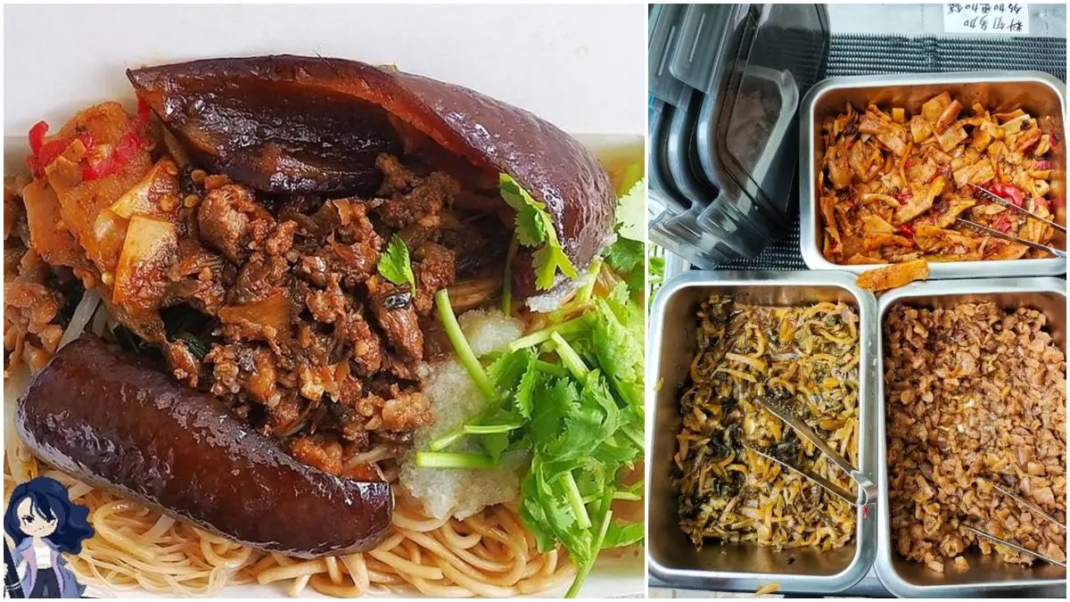 超級古早味炒麵！鋪兩大塊豬皮、淋鹹香肉燥，還加辣筍跟菜脯只要40元