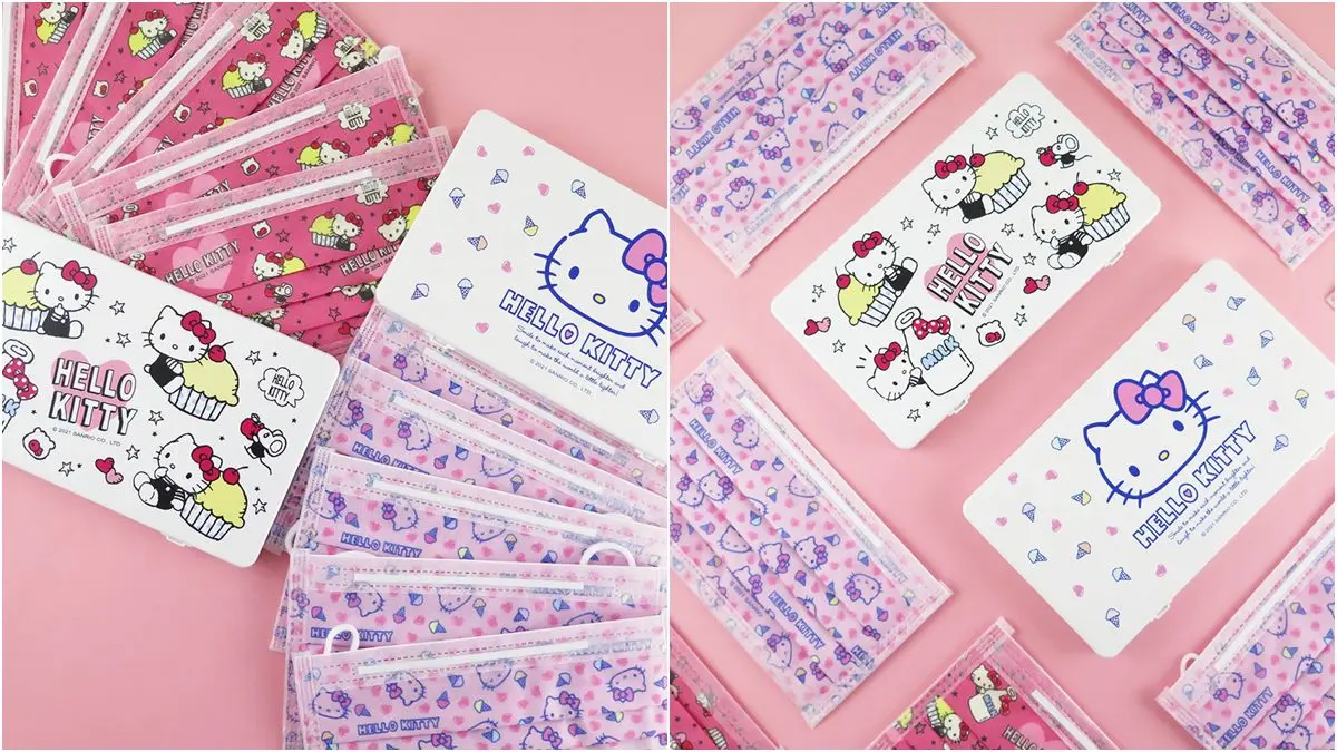 可愛又療癒！三麗鷗推「甜點系Hello Kitty」口罩+收納盒組合，蛋糕、冰淇淋都躍上口罩