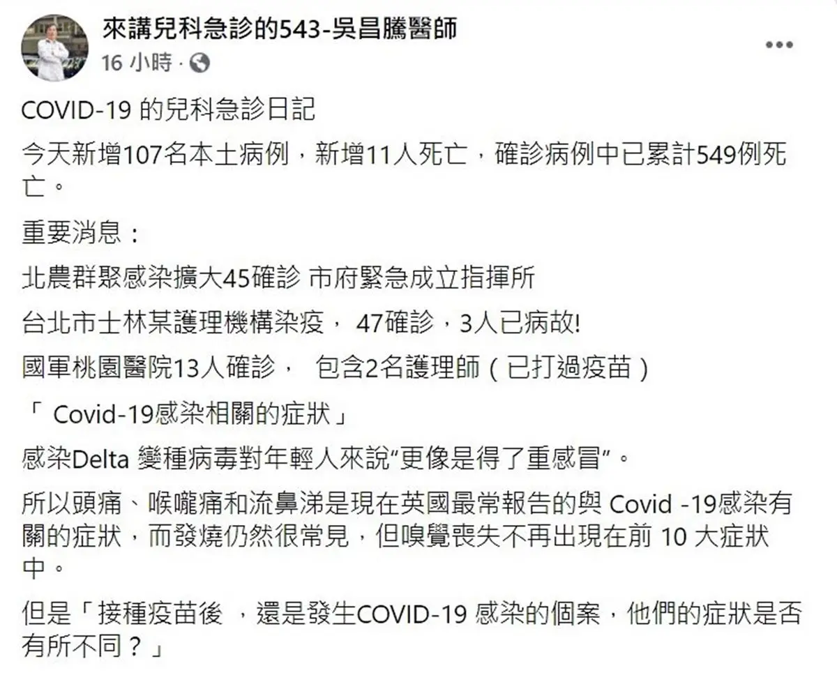 不只味覺喪失！急診醫師指出「打噴嚏變多」也是變種病毒症狀，接種過疫苗仍會感染