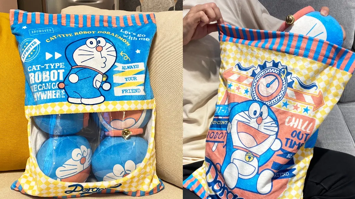 7-11哆啦Ａ夢夏日周邊好燒！「零食袋抱枕」裝滿大頭玩偶Q爆，４大新品快打包