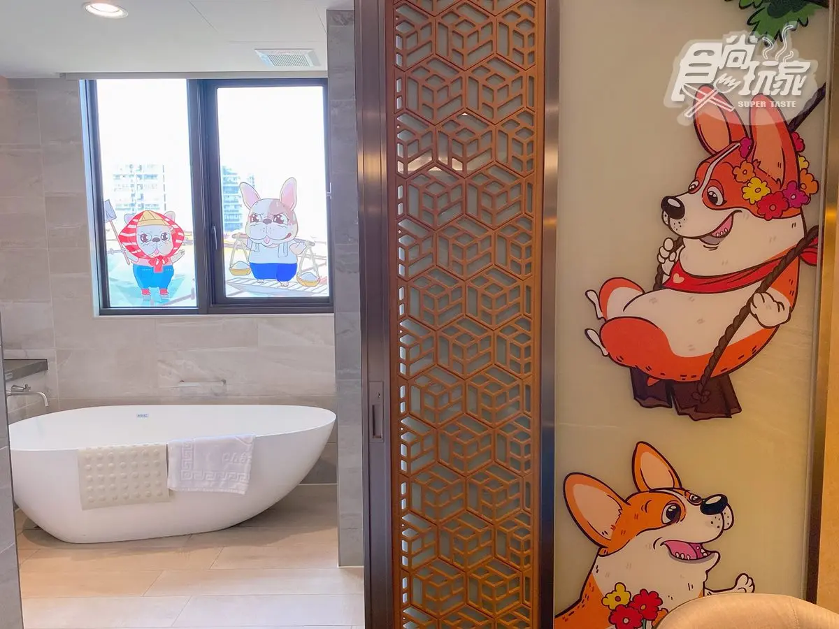 身分證有５爽住主題房！台南萌飯店滿滿柴犬設計，柯基和法鬥陪你泡澡、入睡