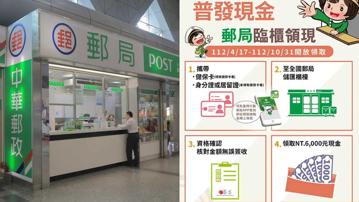 身分證單、雙號分流！普發6000元「郵局」4/17開跑，１張圖搞懂領取步驟