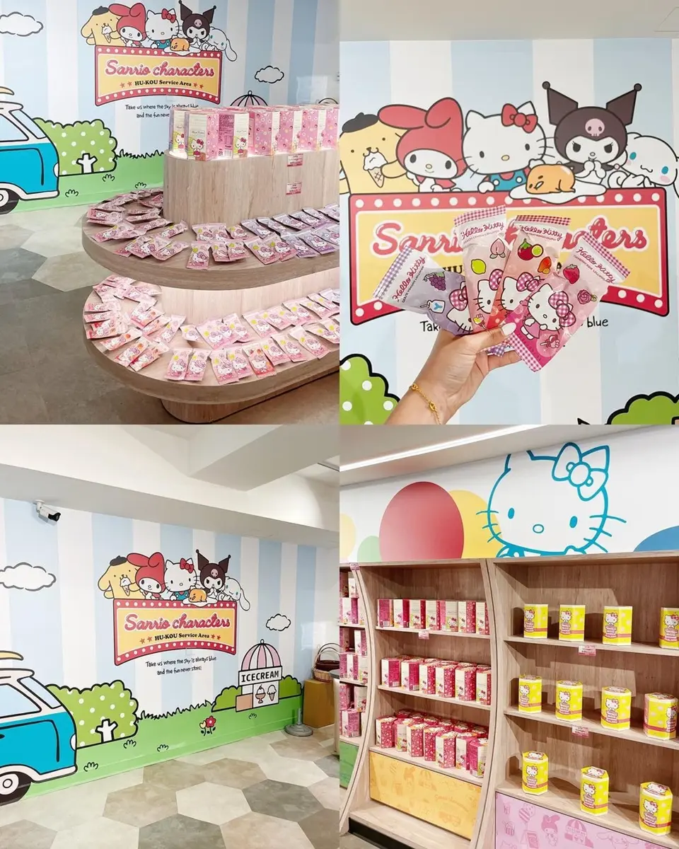 三麗鷗明星現身國道休息站！巨萌絨毛KITTY免費拍，還有超Q獨家聯名商品