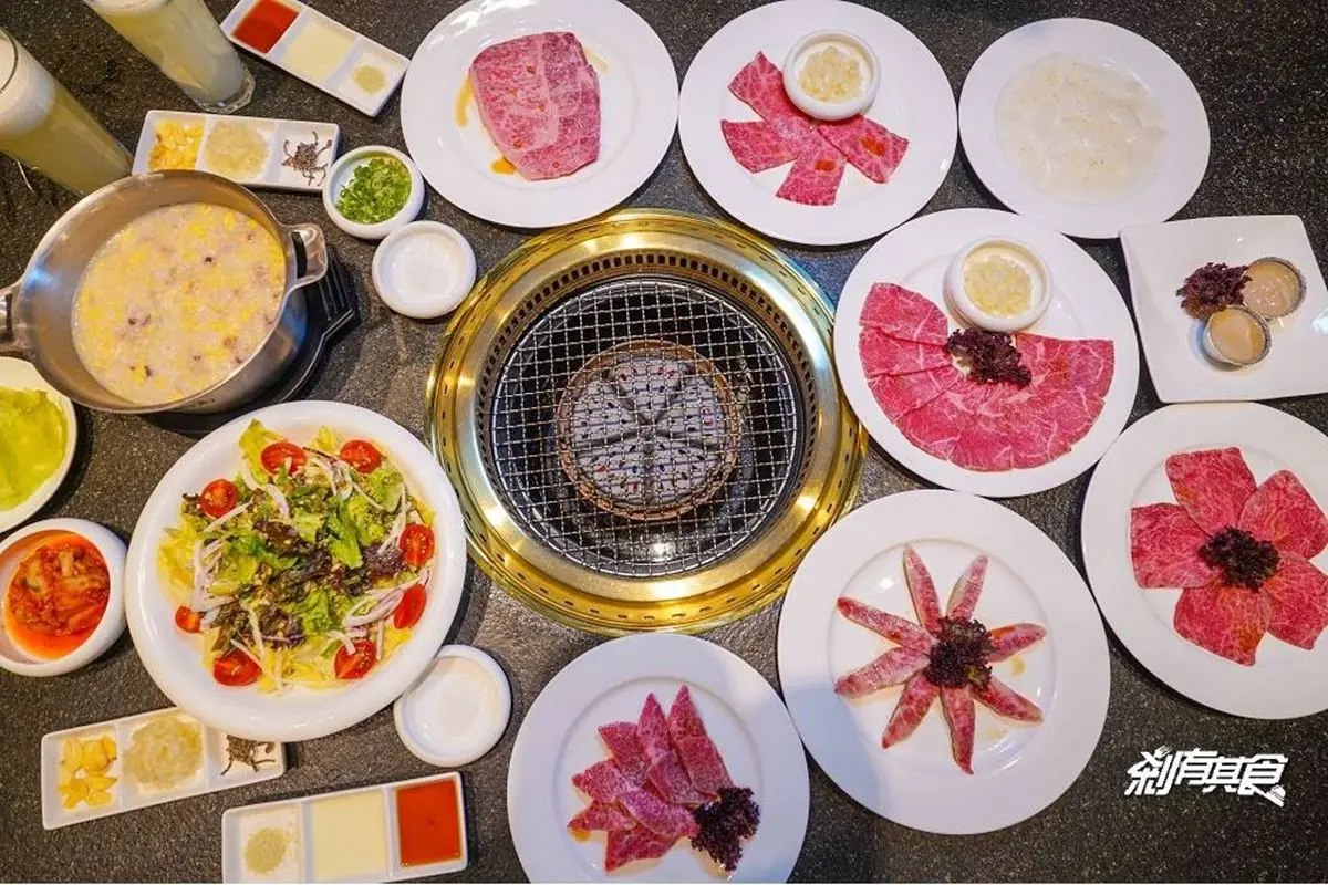 台中燒肉推薦「屋馬燒肉」頂級的雙人套餐，吃得到６種A5和牛部位。
