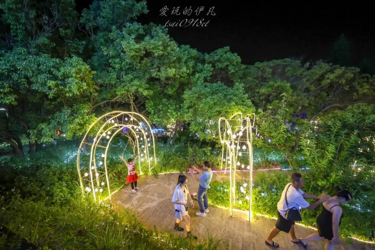 只到８月底快朝聖！桃園免門票「夜景步道」夢幻光雕秀美翻，搶拍水母光廊