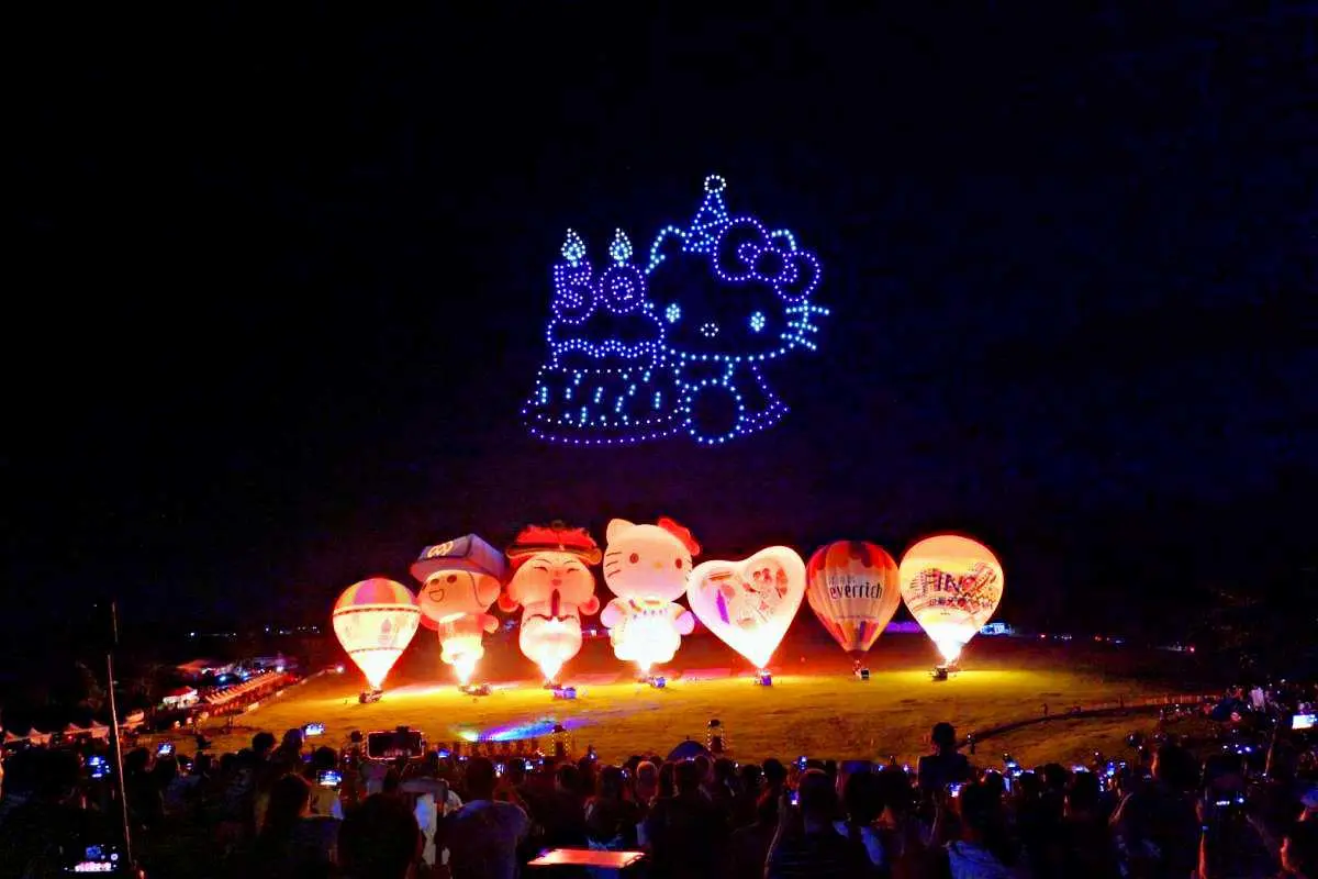Hello Kitty、美樂蒂無人機升空！2024台東熱氣球X三麗鷗，12場光雕歷年最多