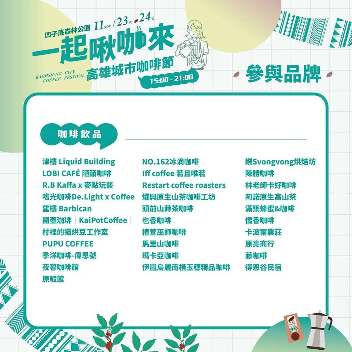 首屆「高雄城市咖啡節」本週登場!2日快閃市集,60家人氣咖啡、甜點進駐 首屆「高雄城市咖啡節」本週登場!2日快閃市集,60家人氣咖啡、甜點進駐