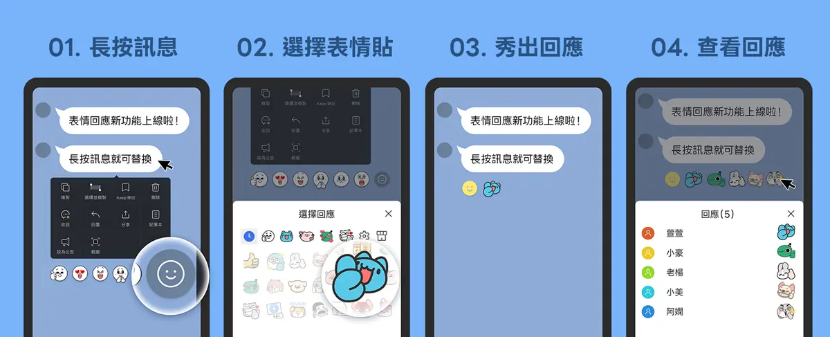Line全新實用功能上線！「表情回應」不再只有６種圖案，簡單４步驟輕鬆上手