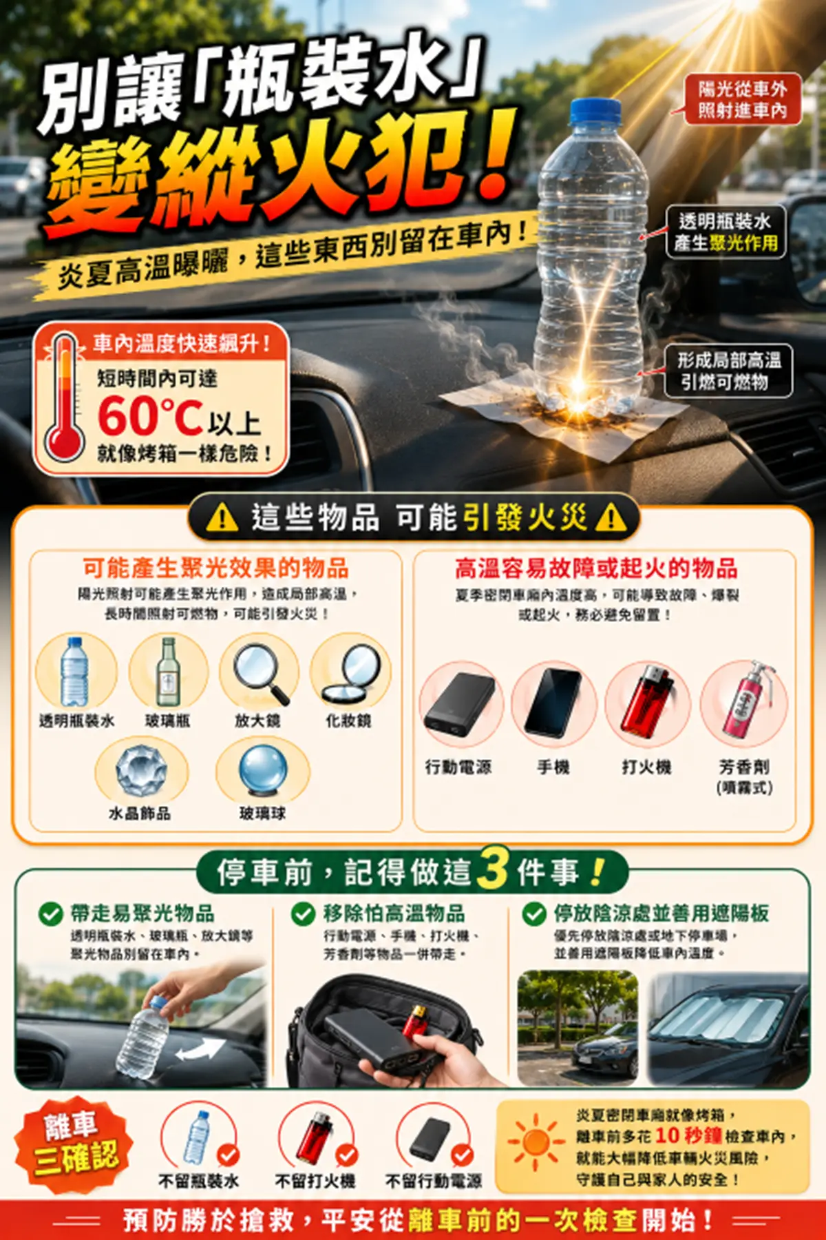 「車內放1物」竟起火燃燒!消防局警告10大危險品:手機、芳香劑都上榜 「車內放1物」竟起火燃燒!消防局警告10大危險品:手機、芳香劑都上榜