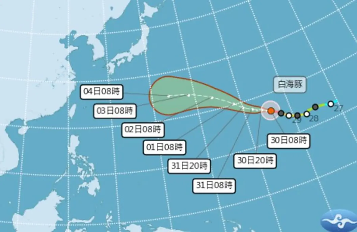 白海豚颱風路徑變了！「又大又強」明後天達強度巔峰，這時恐影響台灣天氣