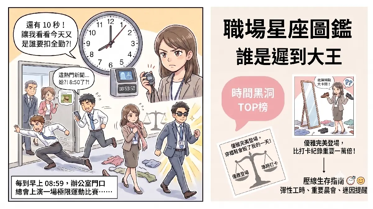 每天跟打卡鐘上演《玩命關頭》！遲到大王星座TOP 5，雙魚、射手根本壓線魔人