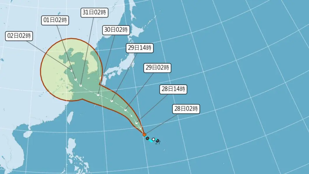 颱風桑達將生成，未來路徑曝光。（圖／中央氣象局） 颱風「桑達」將生成！路徑曝光　降雨熱區這天起擴大