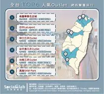 全台top6人氣Outlet。(圖/社群實驗室) 全台top6人氣Outlet。(圖/社群實驗室)