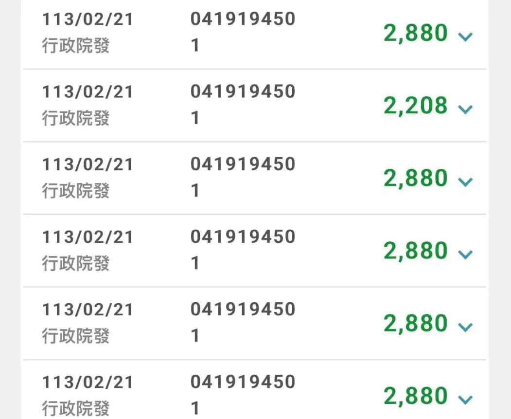 銀行入帳6筆錢，共1.6萬元。（圖／翻攝自Dcard）